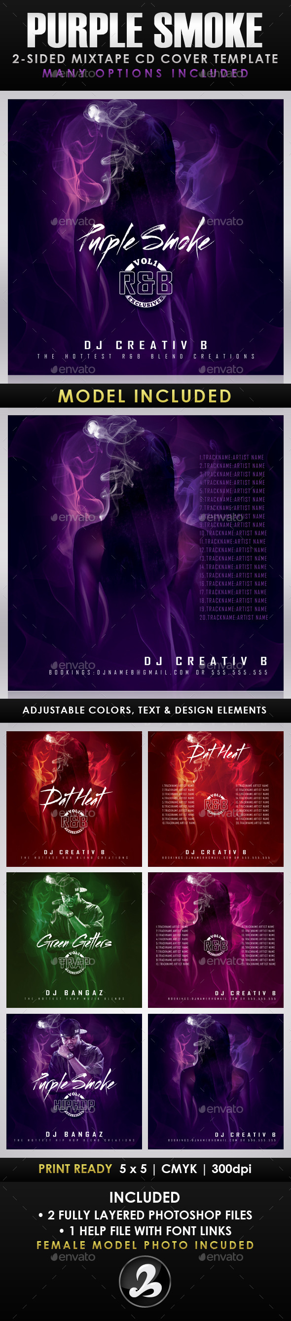 GraphicRiver Purple Smoke Mixtape CD Cover Templates 9470534 GraphicRiver Purple Smoke Mixtape CD Cover Templates 9470534