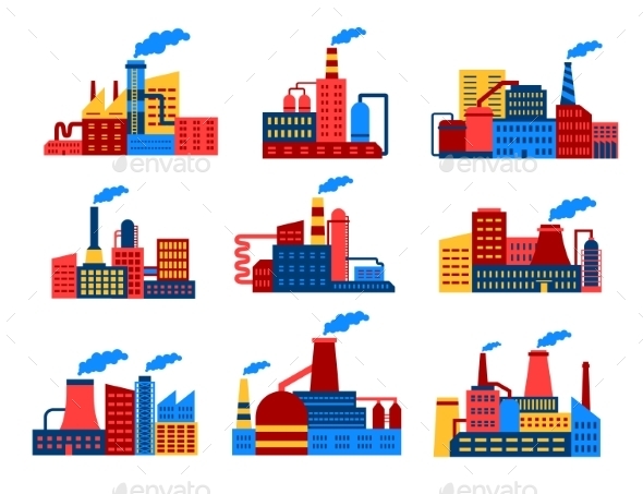 GraphicRiver Industrial Buildings Flat Icons 9470541 GraphicRiver Industrial Buildings Flat Icons 9470541