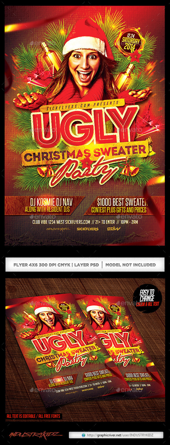 Ugly Christmas Sweater Party Flyer V2