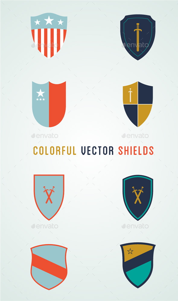 8 Colorful Vector Shields 8 Colorful Vector Shields