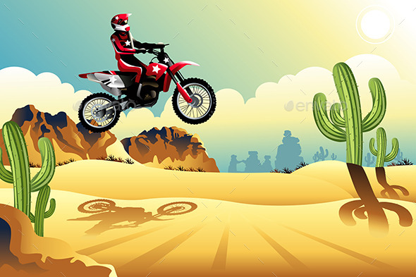 GraphicRiver Motorcross Rider in the Desert 9471413 GraphicRiver Motorcross Rider in the Desert 9471413