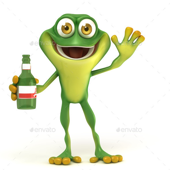 Frog with beer (Misc) Photo Download