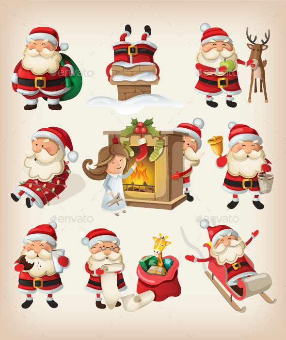 Set of Santa Claus at Christmas (Christmas)