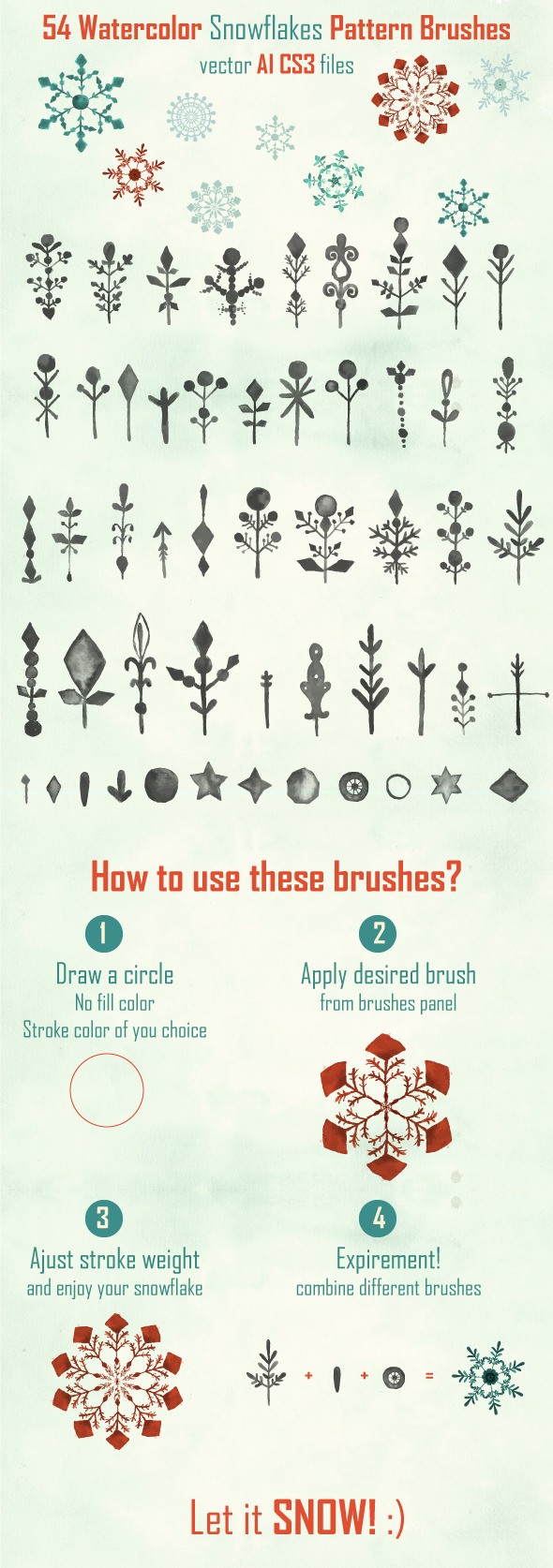 GraphicRiver Watercolor Vector Snowflakes Pattern Brushes 9472361 GraphicRiver Watercolor Vector Snowflakes Pattern Brushes 9472361