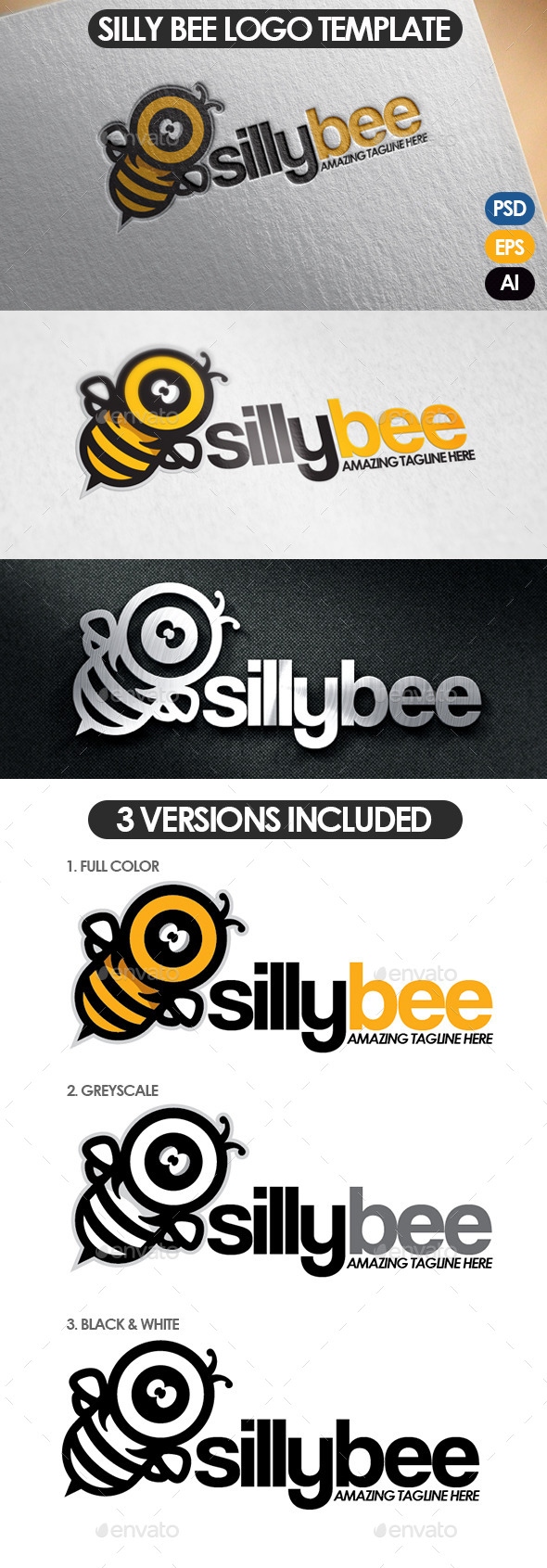 Silly Bee Logo Template (Animals)