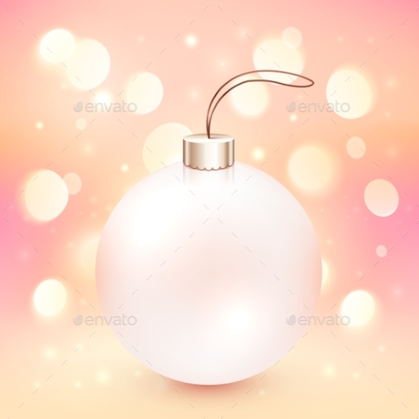 Pink Christmas Ball on Bokeh Background