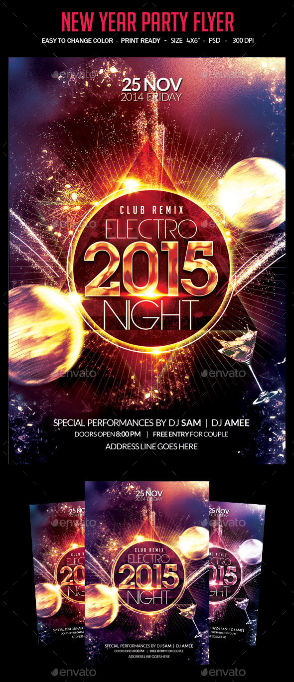 Electro 2015 New Year Party Flyer (Events)