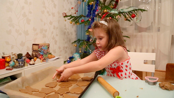 Girl Baking Christmas Cookies