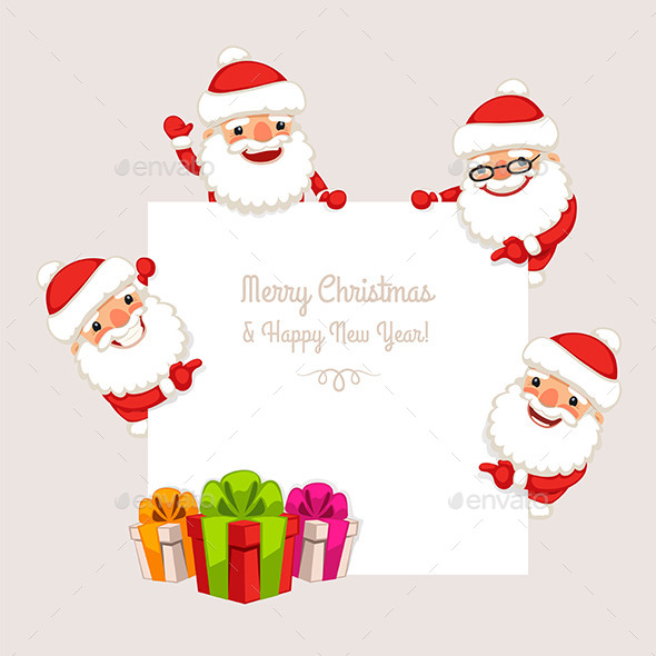 GraphicRiver Set of Cartoon Santa Clauses 9456082 GraphicRiver Set of Cartoon Santa Clauses 9456082