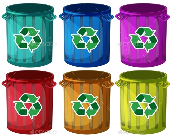 GraphicRiver Trashbins with Recycle Signs 9482066 GraphicRiver Trashbins with Recycle Signs 9482066