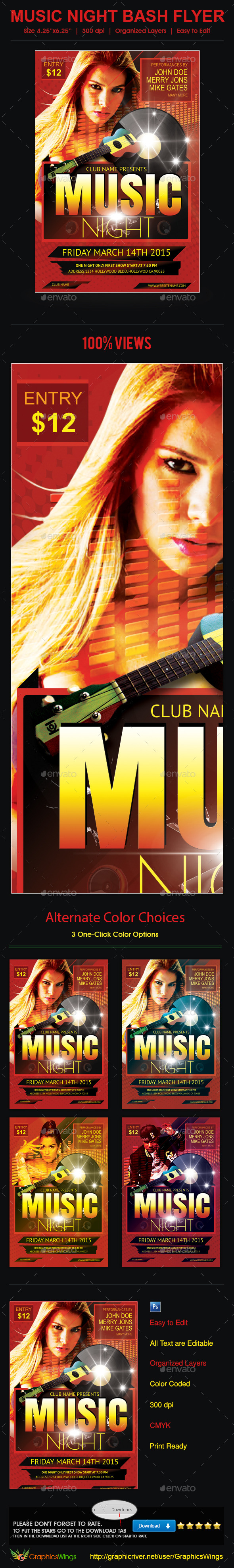 GraphicRiver Music Night Bash Flyer Template 9482228 GraphicRiver Music Night Bash Flyer Template 9482228
