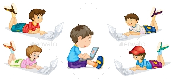 Kids and Laptop (People)