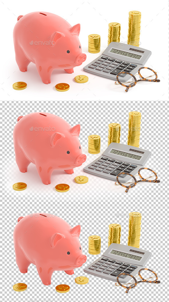GraphicRiver Piggy Bank Accounting Yen Coins 9485131