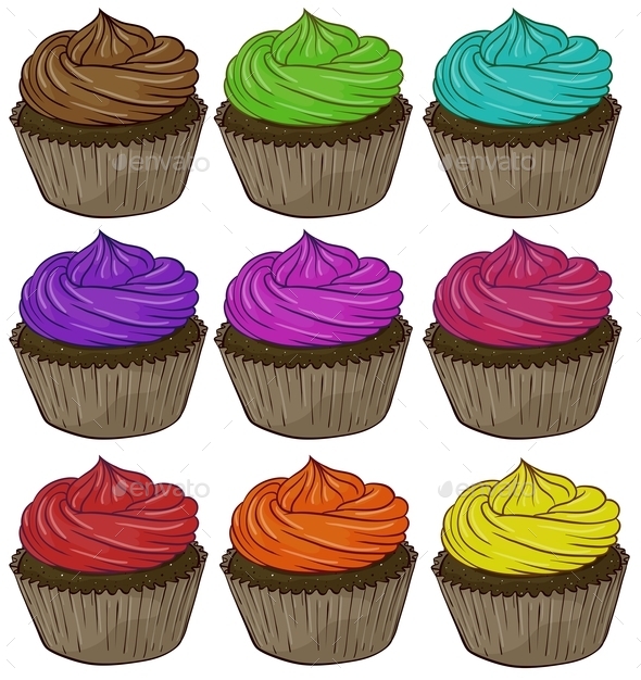 Colorful Cupcakes (Food)