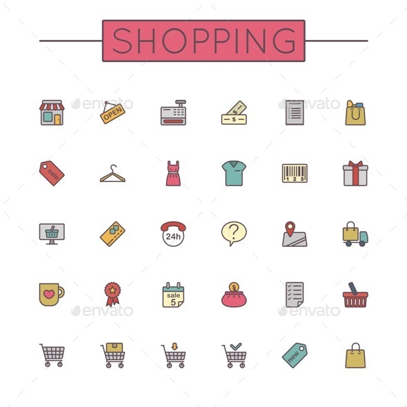 GraphicRiver Vector Colored Shopping Line Icons 9487793 GraphicRiver Vector Colored Shopping Line Icons 9487793