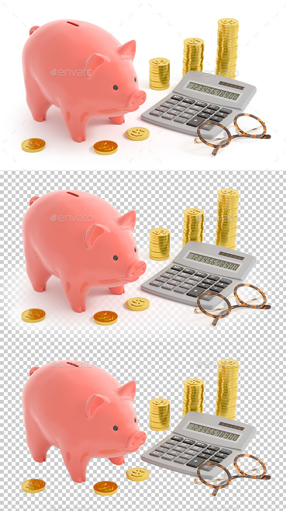 GraphicRiver Piggy Bank Accounting Dollar Coins 9489318