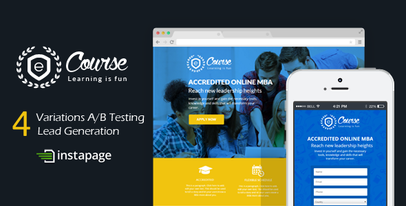 eCourse - Instapage Education Sign Up Landing Page