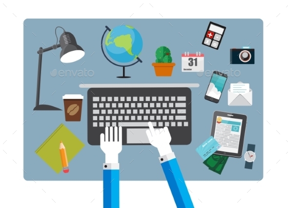 GraphicRiver Working Place Modern Office Interior Flat Design 9491391 GraphicRiver Working Place Modern Office Interior Flat Design 9491391