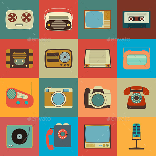 GraphicRiver Retro Style Media Icons 9493022 GraphicRiver Retro Style Media Icons 9493022