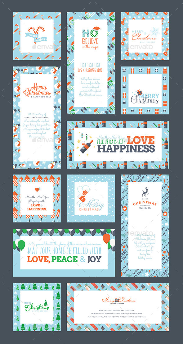 GraphicRiver Set of Christmas and New Year Greeting Cards 9493216 GraphicRiver Set of Christmas and New Year Greeting Cards 9493216