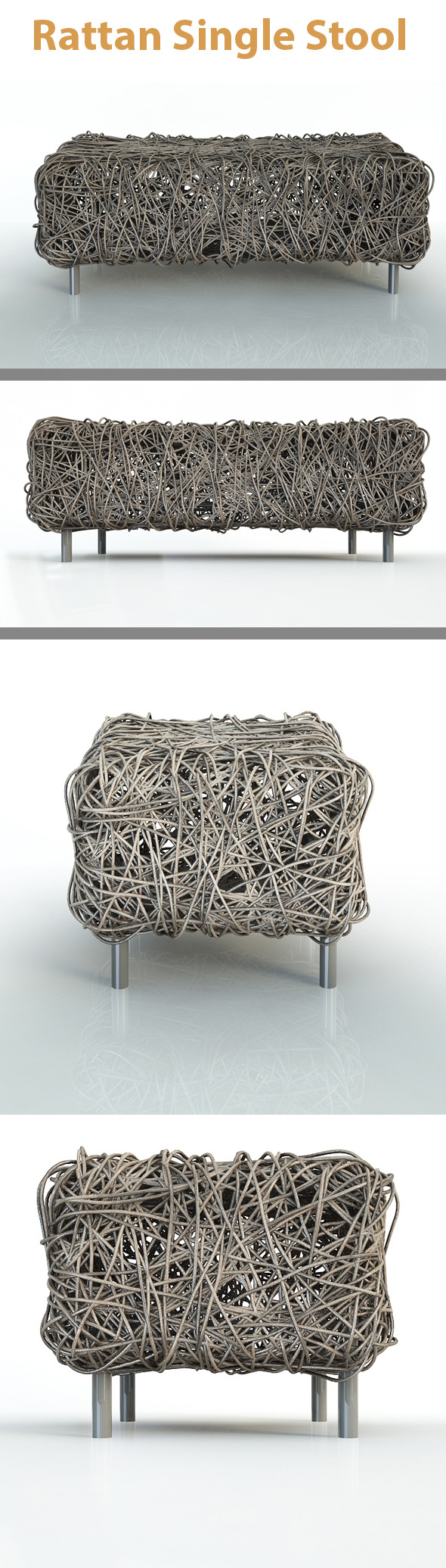 3DOcean Rattan Single Stool 9493368 3DOcean Rattan Single Stool 9493368