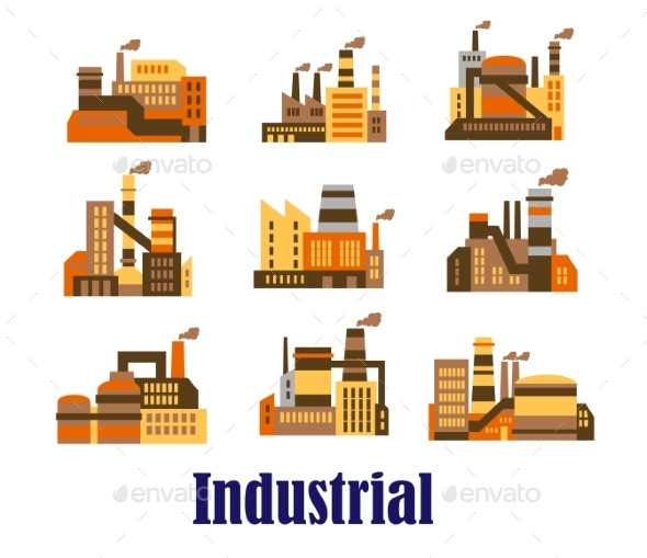 GraphicRiver Flat Industrial Icons of Plants and Factories 9493448 GraphicRiver Flat Industrial Icons of Plants and Factories 9493448