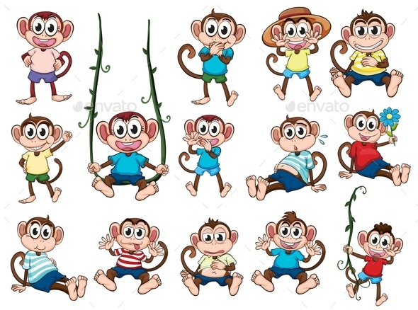 GraphicRiver Group of Monkeys 9493667 GraphicRiver Group of Monkeys 9493667