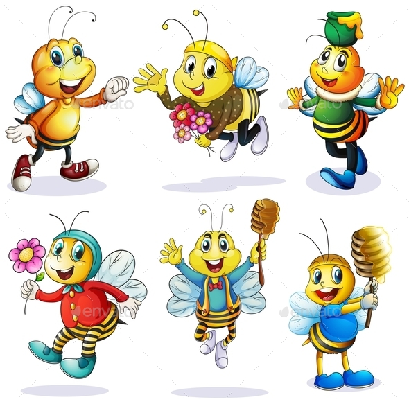 GraphicRiver Group of Happy Bees 9493673 GraphicRiver Group of Happy Bees 9493673