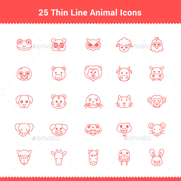GraphicRiver 25 Thin Line Stroke Animal Icons 9494254 GraphicRiver 25 Thin Line Stroke Animal Icons 9494254