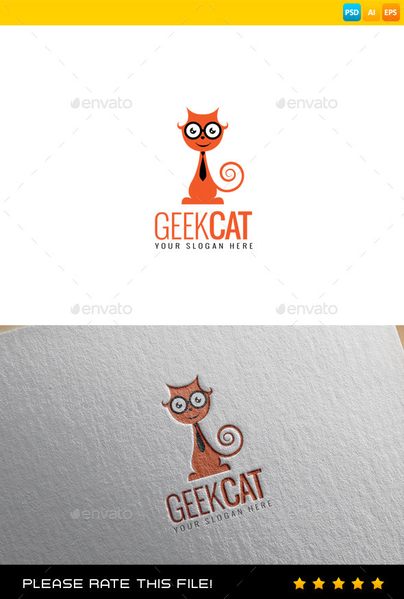 GraphicRiver Geek Cat Logo 9463649 GraphicRiver Geek Cat Logo 9463649