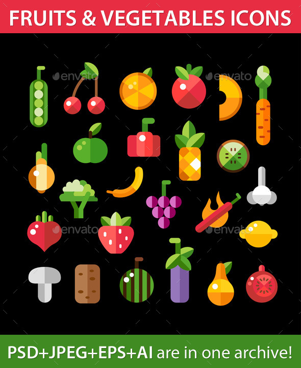 GraphicRiver Fruit and Vegetables Icons 9444498 GraphicRiver Fruit and Vegetables Icons 9444498