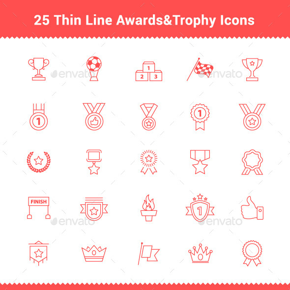 GraphicRiver 25 Thin Line Stroke Awards Icons 9495342 GraphicRiver 25 Thin Line Stroke Awards Icons 9495342