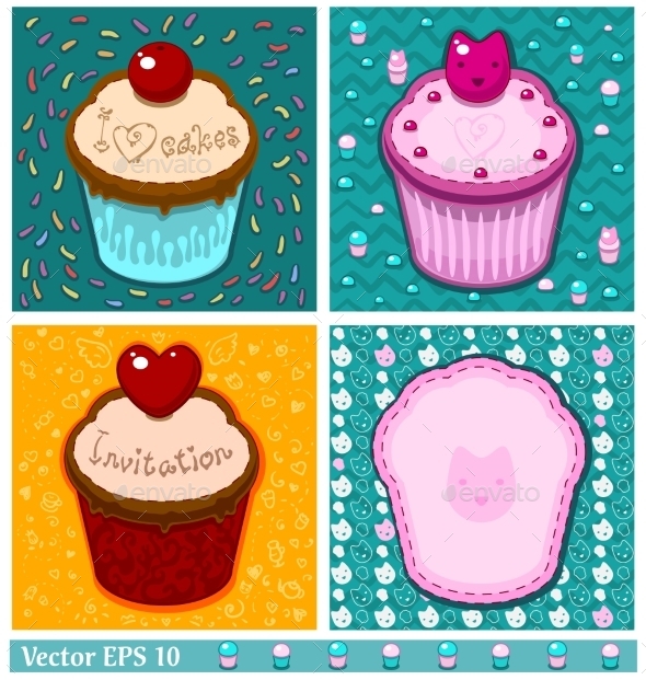 GraphicRiver Set of Cake Cards Template 9496833 GraphicRiver Set of Cake Cards Template 9496833
