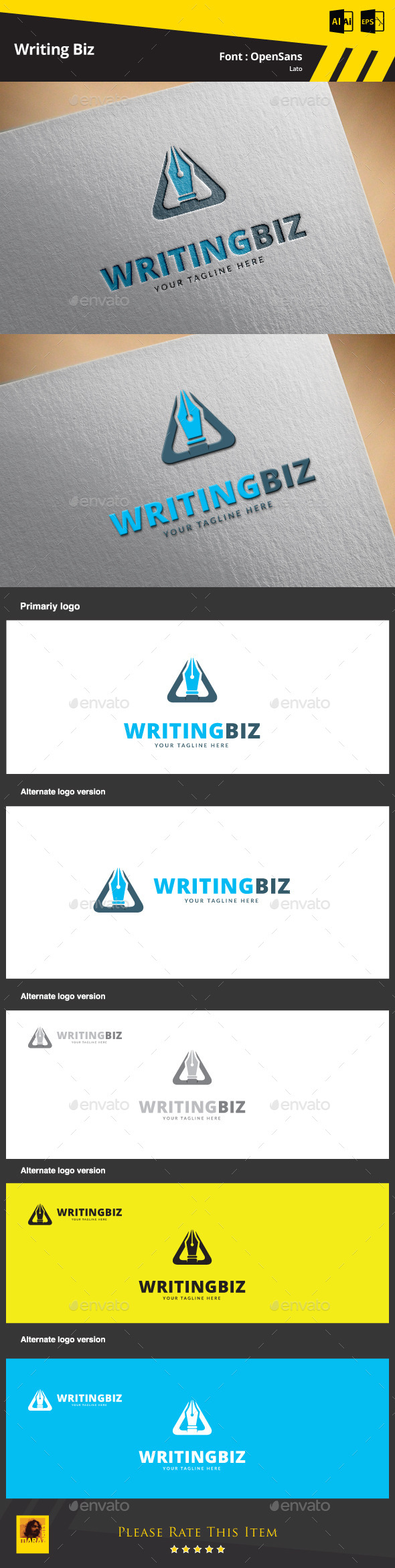 GraphicRiver Writing Biz Logo Template 9498672 GraphicRiver Writing Biz Logo Template 9498672