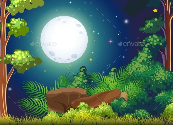 GraphicRiver Forest with Full Moon Landscape 9502933 GraphicRiver Forest with Full Moon Landscape 9502933