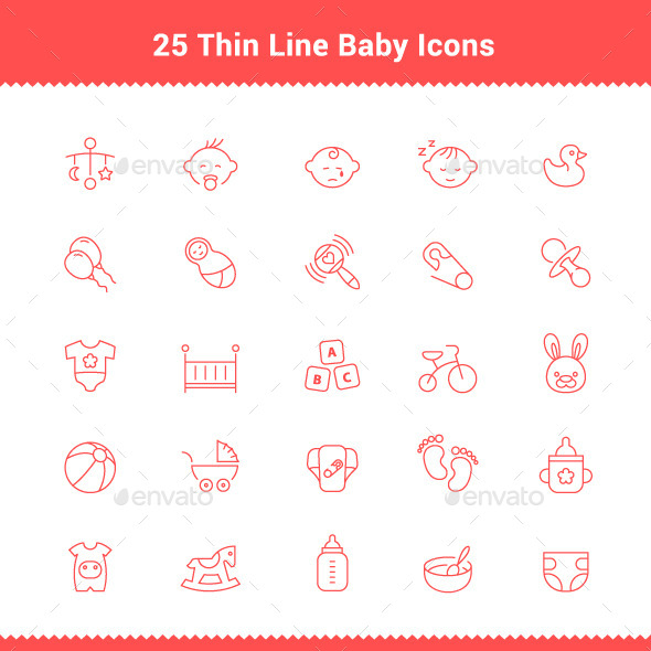 GraphicRiver 25 Thin Line Stroke Baby Icons 9503176 GraphicRiver 25 Thin Line Stroke Baby Icons 9503176