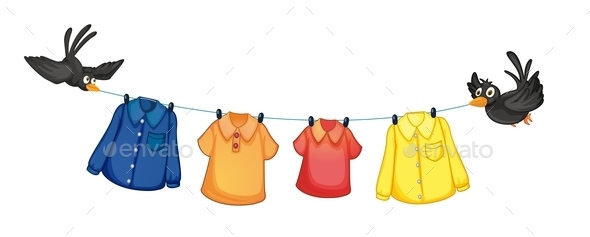 GraphicRiver Clothes hanging with Birds 9504106 GraphicRiver Clothes hanging with Birds 9504106