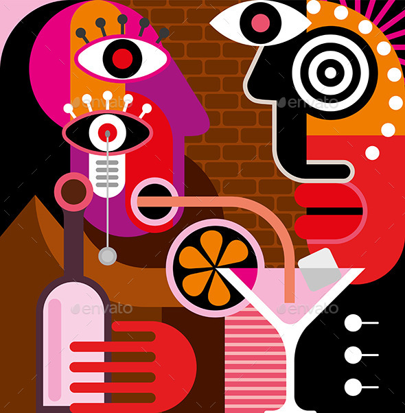 GraphicRiver Man and Woman at the Bar 9508917 GraphicRiver Man and Woman at the Bar 9508917