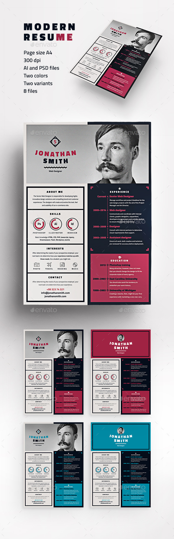 GraphicRiver Modern resume 9462394 GraphicRiver Modern resume 9462394