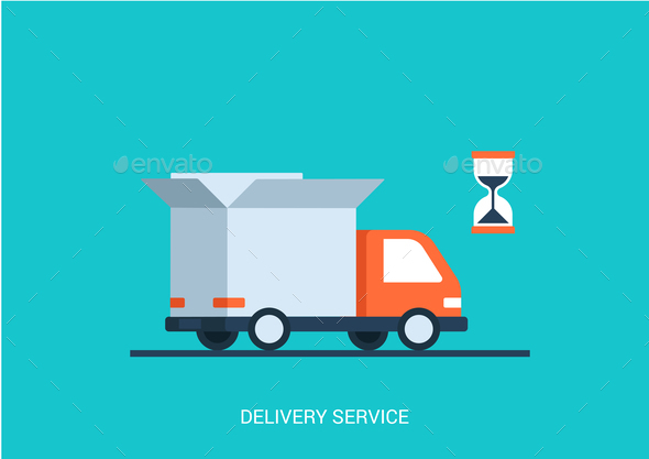 GraphicRiver Abstract truck with open box container hourglass 9510812 GraphicRiver Abstract truck with open box container hourglass 9510812