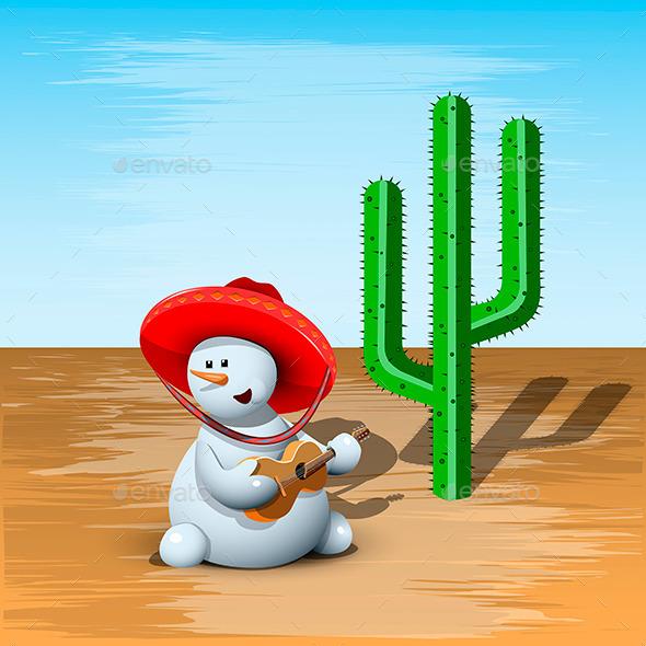 GraphicRiver Snowman and Cactus 9510889 GraphicRiver Snowman and Cactus 9510889