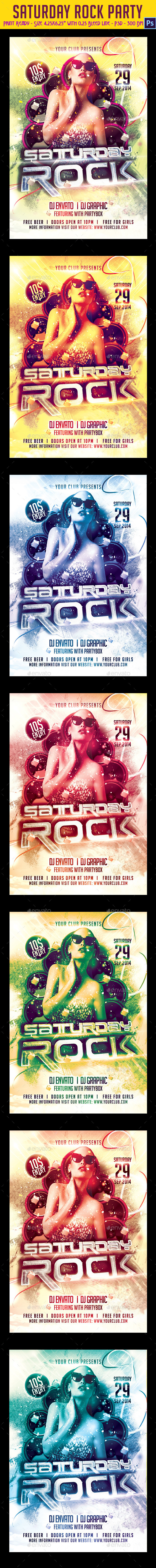 Saturday Rock Party Flyer (Clubs & Parties)