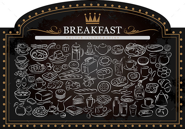 GraphicRiver Breakfast on Blackboard 9513981 GraphicRiver Breakfast on Blackboard 9513981