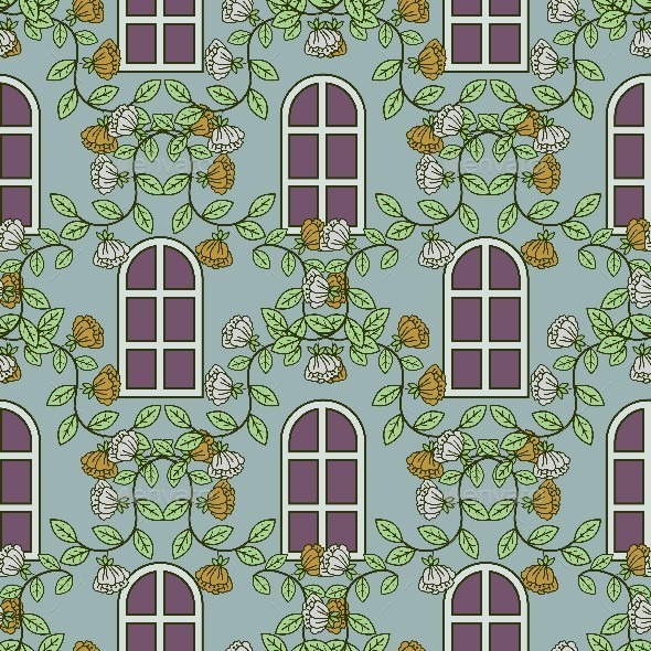 GraphicRiver Window and Floral Pattern 9514170 GraphicRiver Window and Floral Pattern 9514170