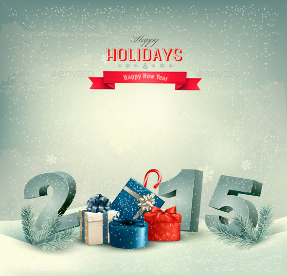 GraphicRiver Holiday Background with Presents and 2015 9514403 GraphicRiver Holiday Background with Presents and 2015 9514403