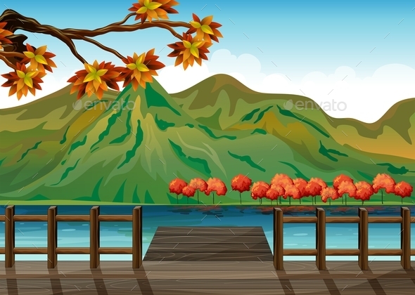 Seaport Overlooking the Mountains (Landscapes)