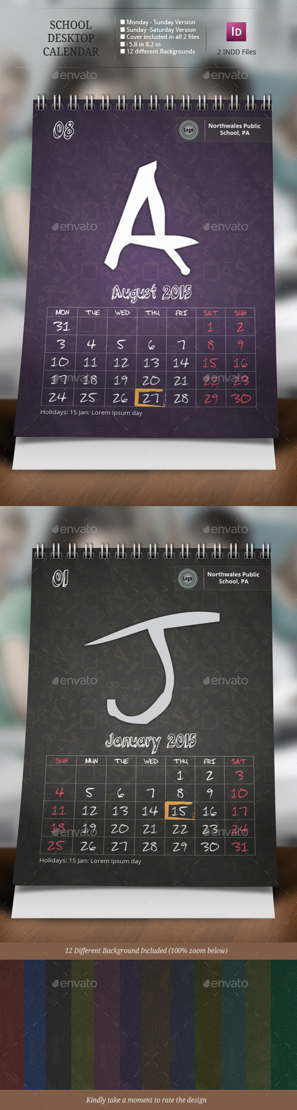 GraphicRiver School Desk Calendar Templates 9432071 GraphicRiver School Desk Calendar Templates 9432071