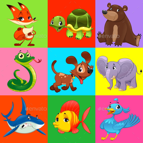 GraphicRiver Set of Animals with Background 9515893 GraphicRiver Set of Animals with Background 9515893