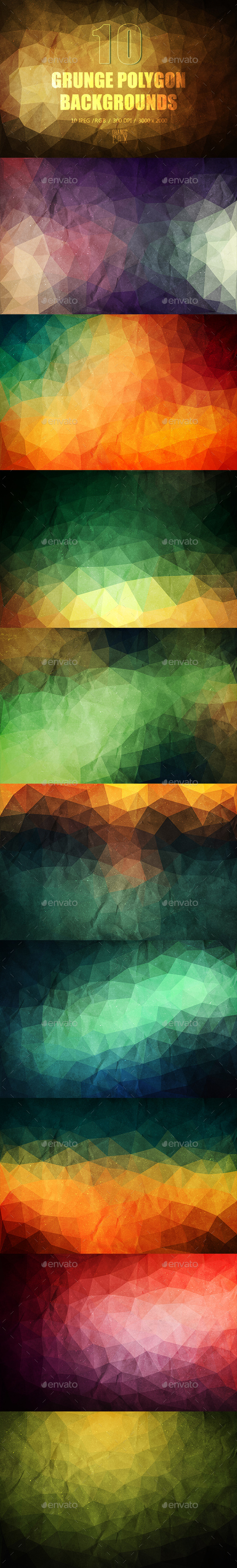 10 Grunge Polygon Paper Backgrounds