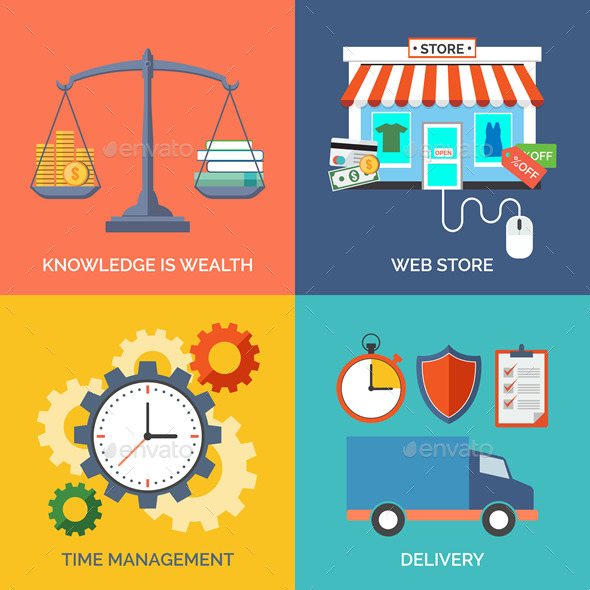 Set of Flat Design Concept Icons for Business Set of Flat Design Concept Icons for Business
